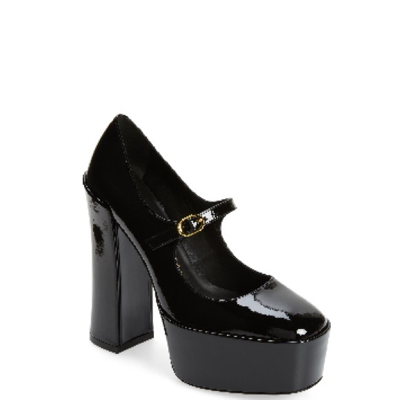 Stuart Weitzman Black Platform Mary Janes 7.5 Full Set - Picture 1 of 14